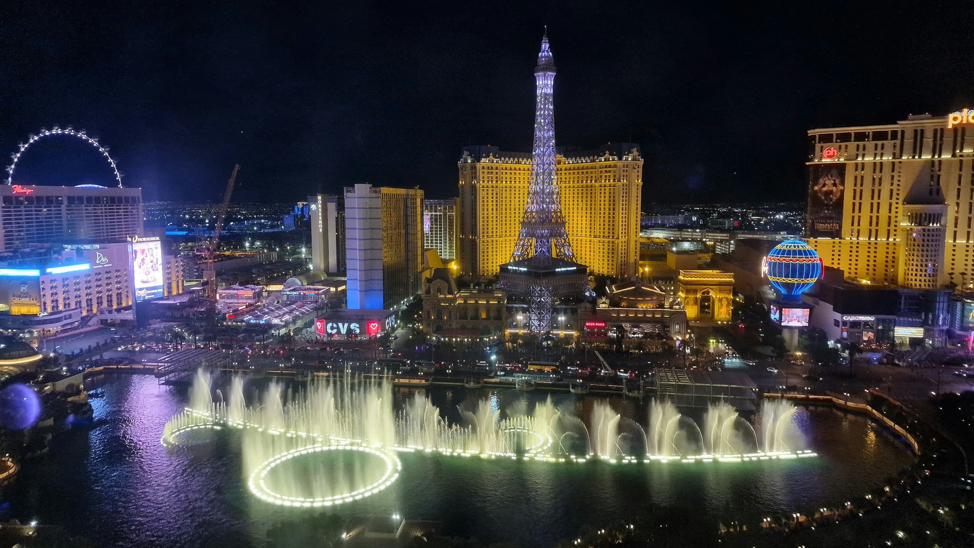 The Las Vegas Strip glowing at night